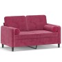 2-seater sofa with red velvet cushions 120 cm by , Sofas - Ref: Foro24-3200875, Price: 243,57 €, Discount: %