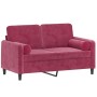 2-seater sofa with red velvet cushions 120 cm by , Sofas - Ref: Foro24-3200875, Price: 243,57 €, Discount: %