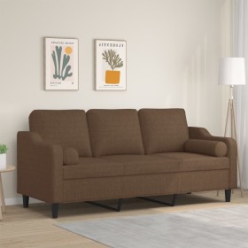 3-seater sofa with brown fabric cushions 180 cm by , Sofas - Ref: Foro24-3200856, Price: 328,30 €, Discount: %