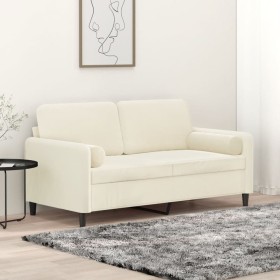 Sofá de 2 plazas con cojines terciopelo color crema 140 cm de , Sofás - Ref: Foro24-3200889, Precio: 233,99 €, Descuento: %