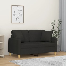 Sofá de 2 plazas con cojines tela negro 120 cm de , Sofás - Ref: Foro24-3200905, Precio: 229,99 €, Descuento: %