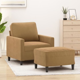 Sillón con taburete terciopelo marrón 60 cm de , Sofás - Ref: Foro24-3201052, Precio: 202,29 €, Descuento: %