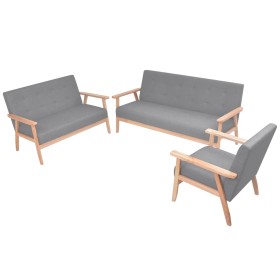 3-teilige Sofagarnitur aus hellgrauem Stoff von , Sofas - Ref: Foro24-275179, Preis: 679,99 €, Rabatt: %