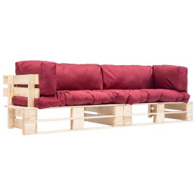 2-teilige Gartensofas aus Paletten mit Kissen aus rotem Kiefernholz von , Outdoor-Sofas - Ref: Foro24-277485, Preis: 206,57 €...