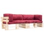 2-piece garden pallet sofas with red pine wood cushions by , Outdoor sofas - Ref: Foro24-277485, Price: 206,57 €, Discount: %