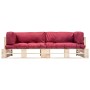 2-piece garden pallet sofas with red pine wood cushions by , Outdoor sofas - Ref: Foro24-277485, Price: 206,57 €, Discount: %