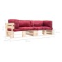 2-piece garden pallet sofas with red pine wood cushions by , Outdoor sofas - Ref: Foro24-277485, Price: 206,57 €, Discount: %