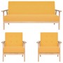 3-Piece Yellow Fabric Sofa Set by , Sofas - Ref: Foro24-279147, Price: 525,22 €, Discount: %