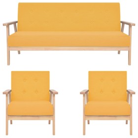 3-teilige Sofagarnitur aus gelbem Stoff von , Sofas - Ref: Foro24-279147, Preis: 507,99 €, Rabatt: %