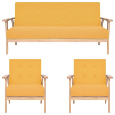 3-Piece Yellow Fabric Sofa Set by , Sofas - Ref: Foro24-279147, Price: 507,99 €, Discount: %