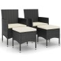 Garden chair and stool set 4 pieces black PE rattan by , Garden chairs - Ref: Foro24-310610, Price: 197,99 €, Discount: %