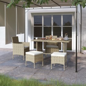 Garden chair and stool set 4 pieces beige PE rattan by , Garden chairs - Ref: Foro24-310612, Price: 204,16 €, Discount: %