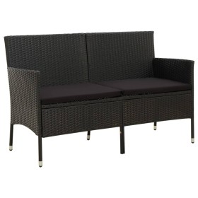 3-seater garden sofa with black synthetic rattan cushions by , Outdoor sofas - Ref: Foro24-318494, Price: 166,99 €, Discount: %