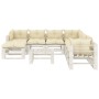 Garden pallet furniture set 9 pieces wood with cream cushions by , Garden sets - Ref: Foro24-3052456, Price: 782,85 €, Discou...