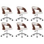 Swivel dining chairs 6 pcs curved wood white leather by , dining chairs - Ref: Foro24-3054913, Price: 746,05 €, Discount: %