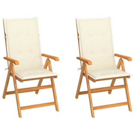 Garden chairs 2 units with cream cushions solid teak wood by , Garden chairs - Ref: Foro24-3062378, Price: 255,23 €, Discount: %