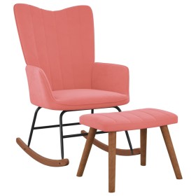 Silla mecedora con reposapiés terciopelo rosa de , Mecedoras - Ref: Foro24-327758, Precio: 140,95 €, Descuento: %