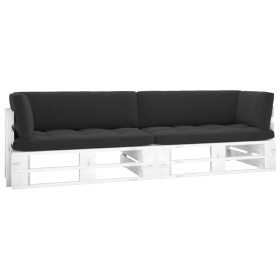 2-Sitzer-Palettensofa mit weiß imprägnierten Kiefernholzkissen von , Gartensets - Ref: Foro24-3066644, Preis: 250,99 €, Rabat...