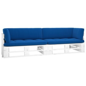 2-Sitzer-Palettensofa mit weiß imprägnierten Kiefernholzkissen von , Gartensets - Ref: Foro24-3066646, Preis: 229,99 €, Rabat...