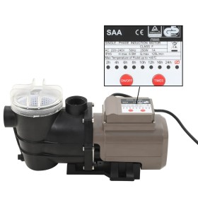 Poolpumpe mit schwarzem Timer 0,25 PS 8000 l/h von vidaXL, Pool- und Spa-Filter - Ref: Foro24-91724, Preis: 175,99 €, Rabatt: %