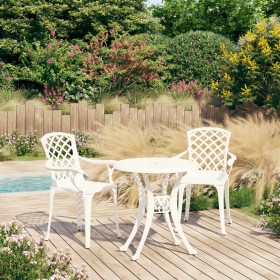 Bistro table and chairs 3 pieces white cast aluminum by , Garden sets - Ref: Foro24-3070582, Price: 390,55 €, Discount: %