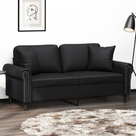 2-seater sofa with black synthetic leather cushions 140 cm by , Sofas - Ref: Foro24-3200930, Price: 278,36 €, Discount: %