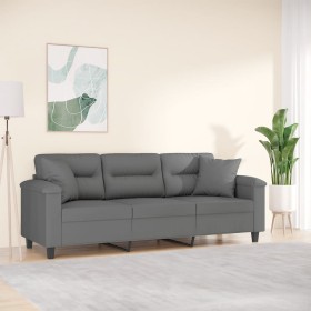 Sofá de 3 plazas con cojines tela microfibra gris oscuro 180 cm de , Sofás - Ref: Foro24-3200979, Precio: 347,99 €, Descuento: %