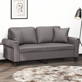 2-seater sofa with gray synthetic leather cushions 140 cm by , Sofas - Ref: Foro24-3200932, Price: 262,99 €, Discount: %