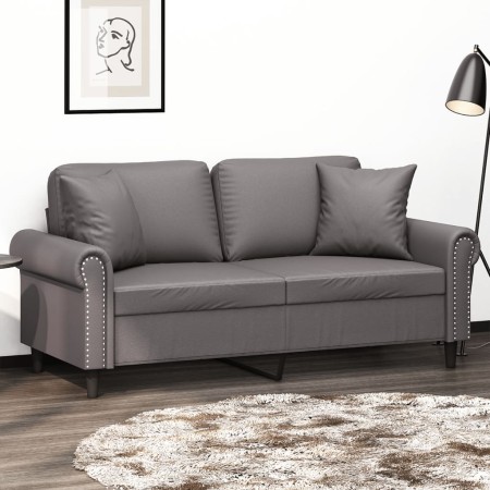 2-Sitzer-Sofa mit grauen Kunstlederkissen 140 cm von , Sofas - Ref: Foro24-3200932, Preis: 263,09 €, Rabatt: %