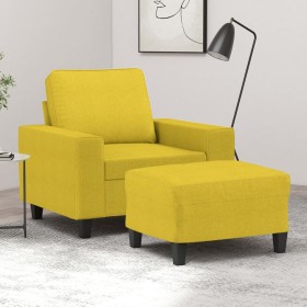 Sillón con taburete tela amarillo claro 60 cm de , Sofás - Ref: Foro24-3201148, Precio: 201,99 €, Descuento: %