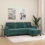 Sofá de 3 plazas con taburete de terciopelo verde oscuro 180 cm de , Sofás - Ref: Foro24-3201176, Precio: 351,77 €, Descuento: %