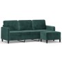 Sofá de 3 plazas con taburete de terciopelo verde oscuro 180 cm de , Sofás - Ref: Foro24-3201176, Precio: 351,77 €, Descuento: %