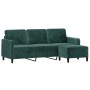 Sofá de 3 plazas con taburete de terciopelo verde oscuro 180 cm de , Sofás - Ref: Foro24-3201176, Precio: 351,77 €, Descuento: %