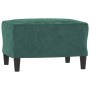 Sofá de 3 plazas con taburete de terciopelo verde oscuro 180 cm de , Sofás - Ref: Foro24-3201176, Precio: 351,77 €, Descuento: %