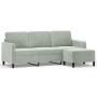 Sofá de 3 plazas con taburete de terciopelo gris claro 180 cm de , Sofás - Ref: Foro24-3201174, Precio: 301,19 €, Descuento: %