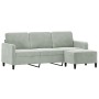 3-Sitzer-Sofa mit hellgrauem Samthocker 180 cm von , Sofas - Ref: Foro24-3201174, Preis: 301,19 €, Rabatt: %