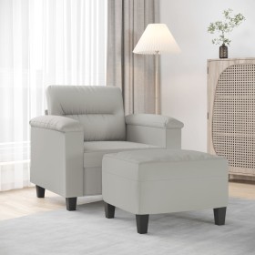 Sessel mit Hocker aus hellgrauem Mikrofaserstoff 60 cm von , Sofas - Ref: Foro24-3201226, Preis: 234,33 €, Rabatt: %