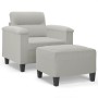 Sillón con taburete tela de microfibra gris claro 60 cm de , Sofás - Ref: Foro24-3201226, Precio: 235,67 €, Descuento: %