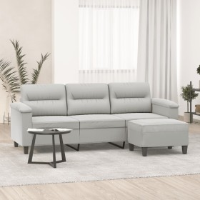 3-Sitzer-Sofa und Hocker aus hellgrauem Mikrofaserstoff, 180 cm von , Sofas - Ref: Foro24-3201232, Preis: 390,72 €, Rabatt: %