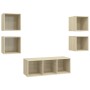 TV wall cabinets 5 pcs oak-colored plywood by , TV Furniture - Ref: Foro24-3079613, Price: 129,99 €, Discount: %