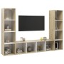 Muebles TV 3 uds aglomerado blanco roble Sonoma 142,5x35x36,5cm de , Muebles TV - Ref: Foro24-3079957, Precio: 167,26 €, Desc...