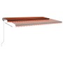 Toldo retráctil manual con luz LED naranja y marrón 500x350 cm de , Toldos - Ref: Foro24-3069865, Precio: 653,99 €, Descuento: %