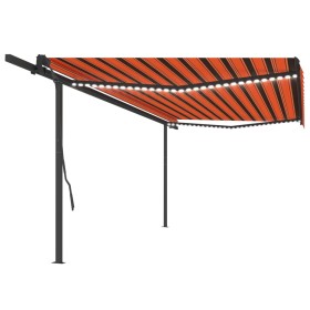 Manual retractable awning with orange and brown LED light 5x3.5 m by , Awnings - Ref: Foro24-3070265, Price: 738,99 €, Discou...