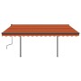 Manual retractable awning with orange and brown LED light 5x3.5 m by , Awnings - Ref: Foro24-3070265, Price: 738,41 €, Discou...