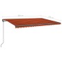 Toldo retráctil manual con luz LED naranja y marrón 5x3,5 m de , Toldos - Ref: Foro24-3070265, Precio: 738,41 €, Descuento: %