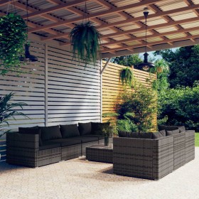 8-teiliges Gartensofa-Set und graue synthetische Rattankissen von , Gartensets - Ref: Foro24-3101509, Preis: 868,62 €, Rabatt: %