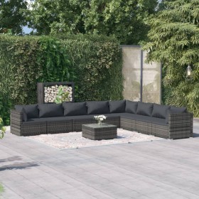 9-teiliges Gartenmöbel-Set und graue synthetische Rattankissen von , Gartensets - Ref: Foro24-3101781, Preis: 823,99 €, Rabat...