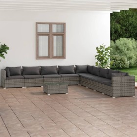 10-piece garden furniture set and gray synthetic rattan cushions by , Garden sets - Ref: Foro24-3101797, Price: 1,00 €, Disco...