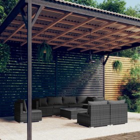 9-piece garden furniture set and gray synthetic rattan cushions by , Garden sets - Ref: Foro24-3102557, Price: 951,74 €, Disc...