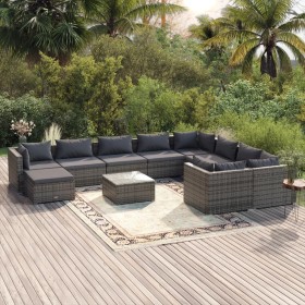 11-piece garden furniture set and gray synthetic rattan cushions by , Garden sets - Ref: Foro24-3102693, Price: 1,00 €, Disco...